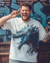 Cotton Fabric-3D Dragon Pattern Men's Loose Big & Tall Short Sleeve T-shirt